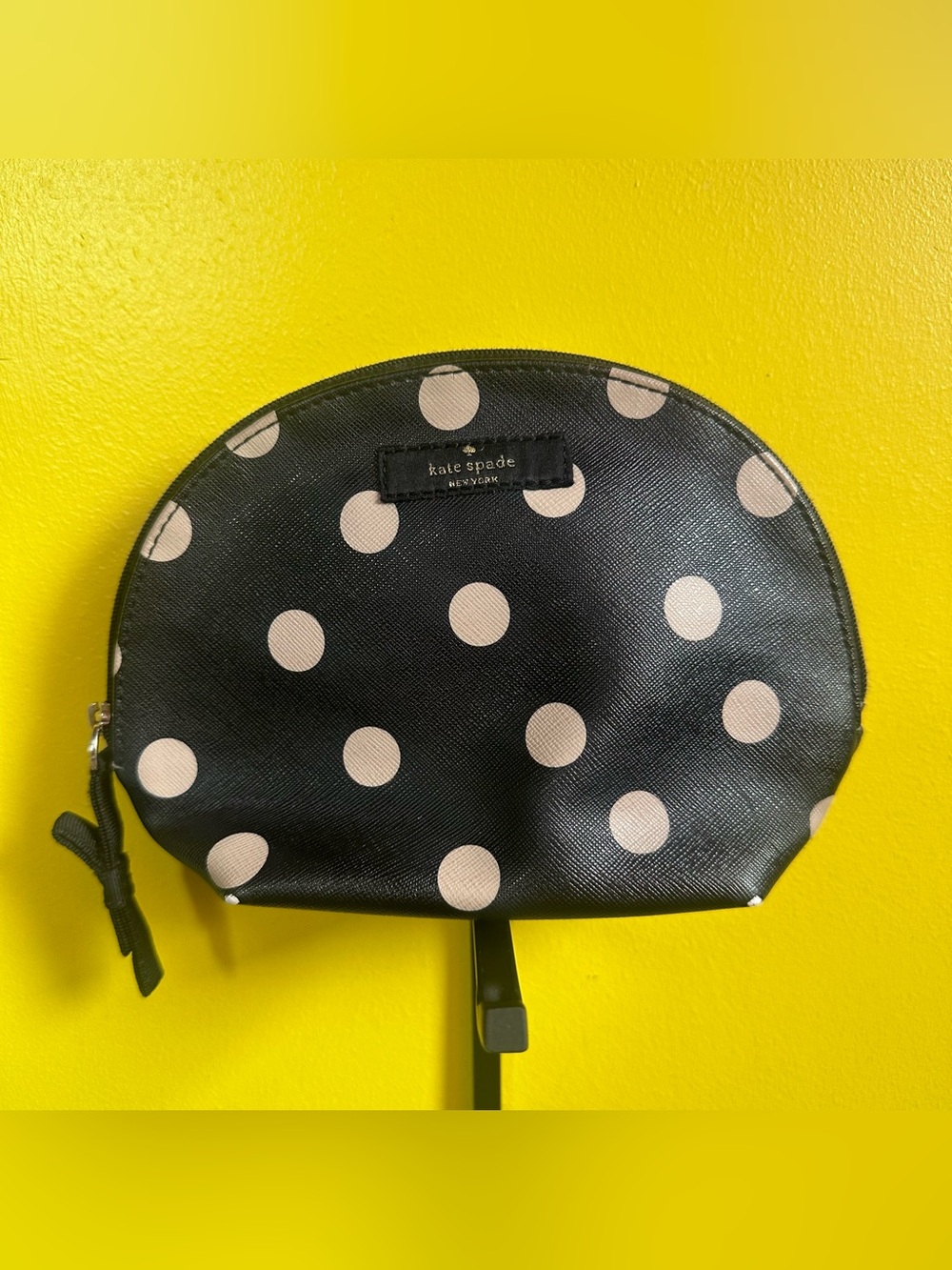 Kate Spade Black Cosmetic Pouch with Polka Dots